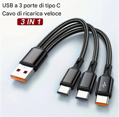 Cavo usb tipo triplo 20cm - cavo,